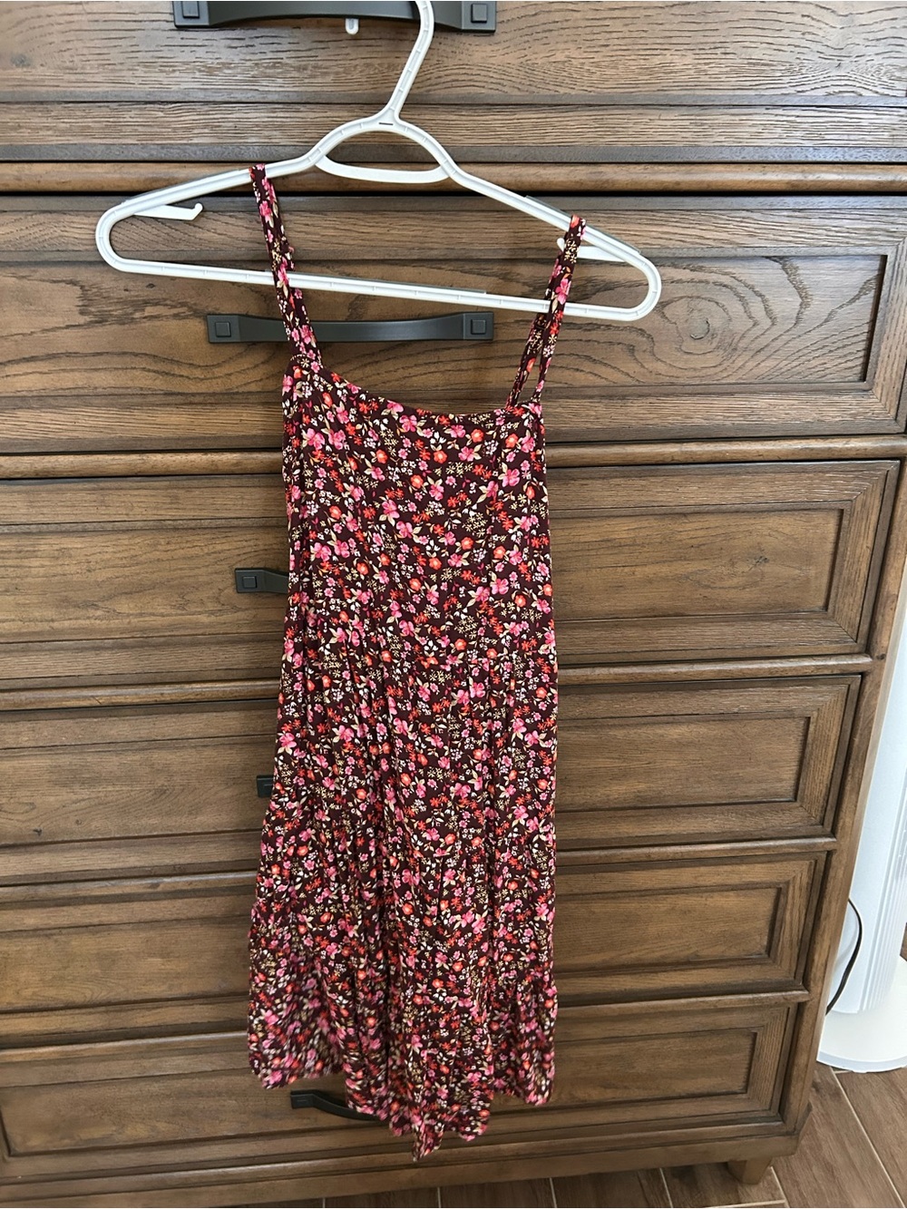 Old Navy Brown Mini Dress with Pink Floral Print